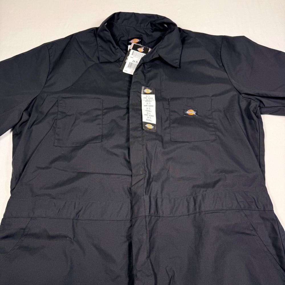 Dickies Short Sleeve Coverall 2X TL Black Stain Release Workwear Mechanic Gorp
